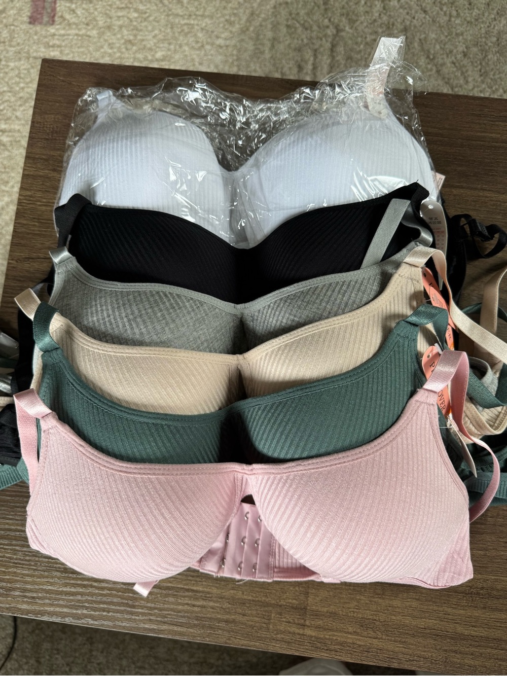 Everyday Ribbed Bra - Pink, Green, Beige, Gray, Black, White